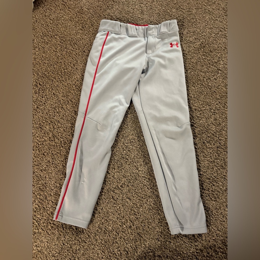 Under Armour Red and Gray Youth Baseball Pants